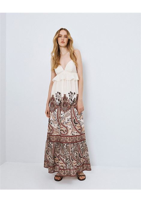 Maxi abito stampato con dettaglio arruffo ACCESS fashion | 63-3372-0061CHOCO